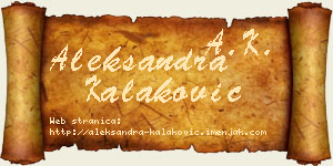 Aleksandra Kalaković vizit kartica